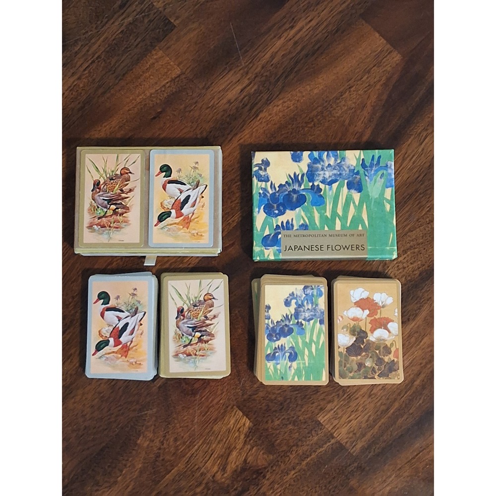 Vintage MET Japanese Flowers & Congress Duck Playing Cards 2 Double Deck Sets